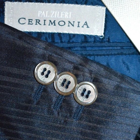 NWT 38R Pal Zileri 100% SILK Navy 3 PIECE SUIT
